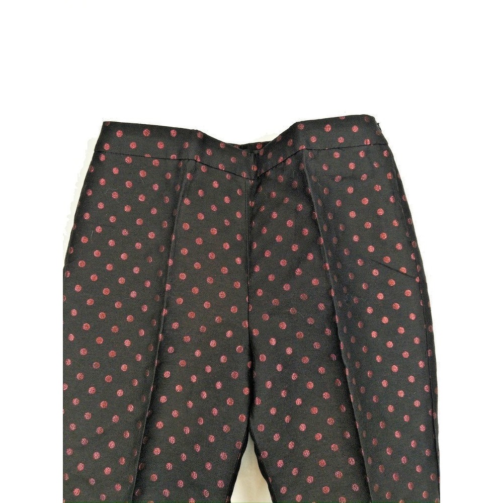 Talbots Pants Women's Size 12 Black Red Metallic Kick Crop Holiday Dot - Picture 4 of 12